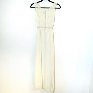 Vintage Miss Elaine Ivory Grecian Maxi Nightgown Medium Cottagecore Ethereal